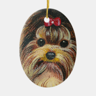 Adorno De Cerámica Retrato yorkie dulce