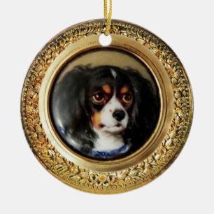 Adorno De Cerámica RETRATOS DE PERROS EN MINIATURA Spaniel Tricolor