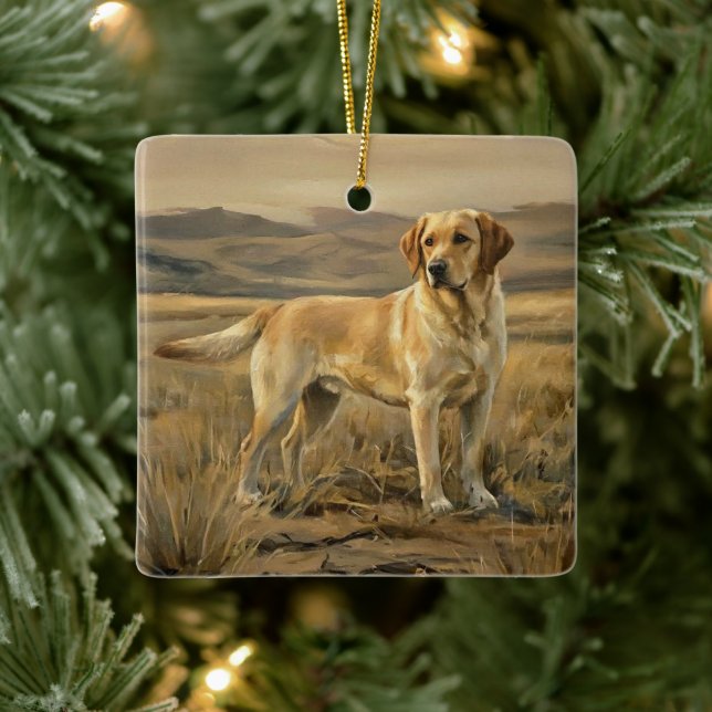 Adorno De Cerámica Retriever de Labrador (Árbol)