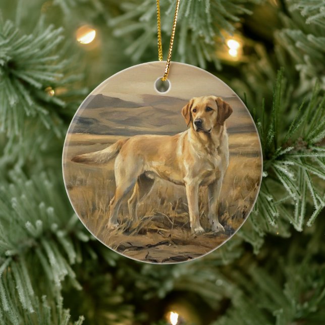 Adorno De Cerámica Retriever de Labrador (Árbol)