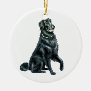 Adorno De Cerámica Retriever de pelo liso (A)