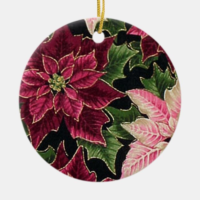 Adorno De Cerámica Retro 50 Poinsettia Borgoña Rosa (Frente)