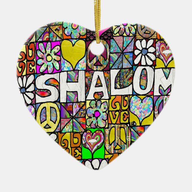 Adorno De Cerámica Retro 60 Psicodélico Shalom LOVE (Frente)