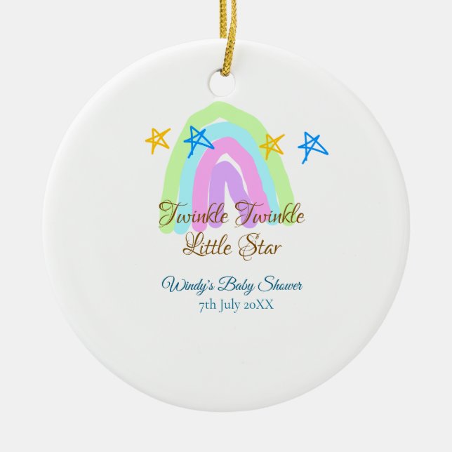 Adorno De Cerámica Retro arco iris twinkle pequeño estrellas bebé sh (Frente)