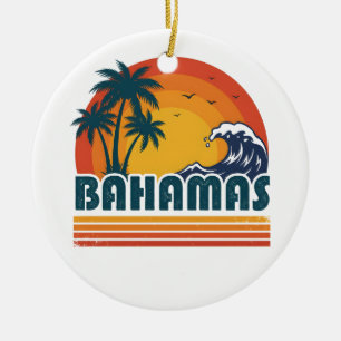 Adorno De Cerámica Retro Bahamas Playa Atardecer Verano 70s Palma