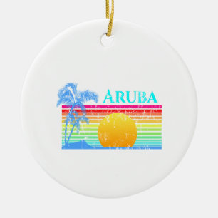 Adorno De Cerámica Retro Beach Aruba Sunset