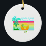 Adorno De Cerámica Retro Beach Punta Cana Margarita<br><div class="desc">Un clásico diseño de playa retro de una puesta de sol en el océano,  margarita y palmeras para Punta Cana en la República Dominicana. Un regalo increíble para cualquier estancia en el Caribe.</div>