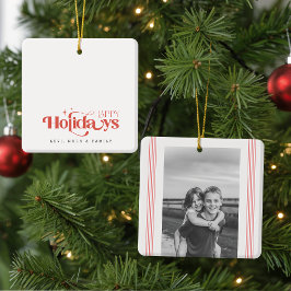 Adorno De Cerámica Retro Black and White Sibling Christmas Holiday