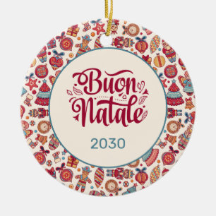 Adorno De Cerámica Retro Buon Natale Personalizado