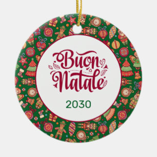 Adorno De Cerámica Retro Buon Natale Personalizado