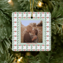Adorno De Cerámica Retro caprichoso | Patrón de Navidades con foto