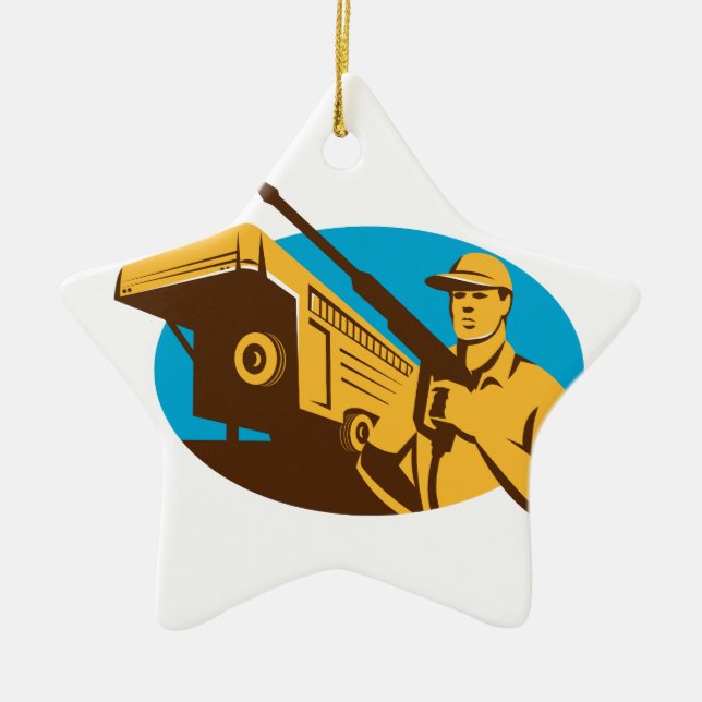 Adorno De Cerámica Retro del remolque de trabajo del limpiador del la (Frente)