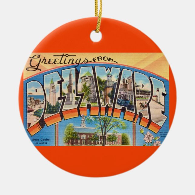 Adorno De Cerámica Retro Delaware Greetings   (Frente)