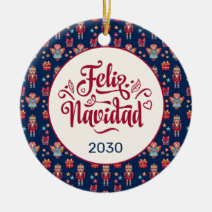 Adorno De Cerámica Retro Feliz Navidad