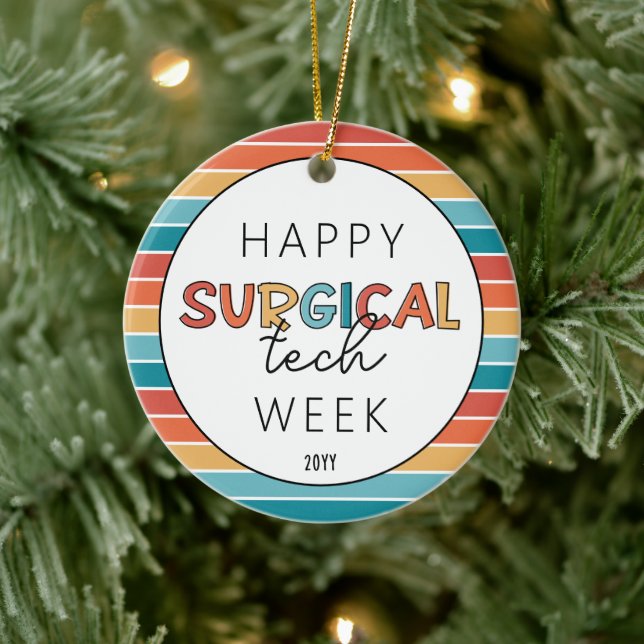 Adorno De Cerámica Retro Happy Surgical Tech Week (Árbol)