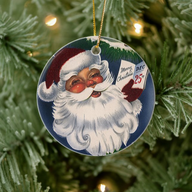 Adorno De Cerámica Retro Jolly Santa Claus de los años 50, Navidad vi (Árbol)