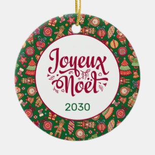 Adorno De Cerámica Retro Joyeux Noel personalizado