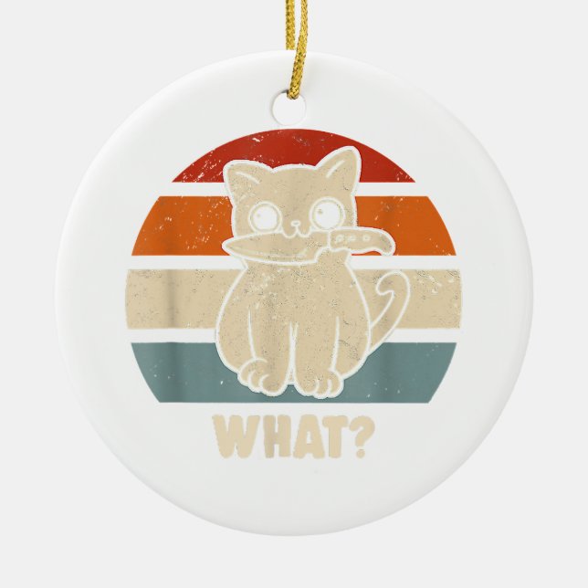 Adorno De Cerámica Retro Lo Que El Cuchillo De Gato Meve Gatos Kitty  (Frente)