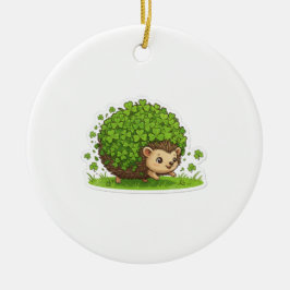 Adorno De Cerámica Retro Lucky Shamrock Hedgehog St. Patrick's Day