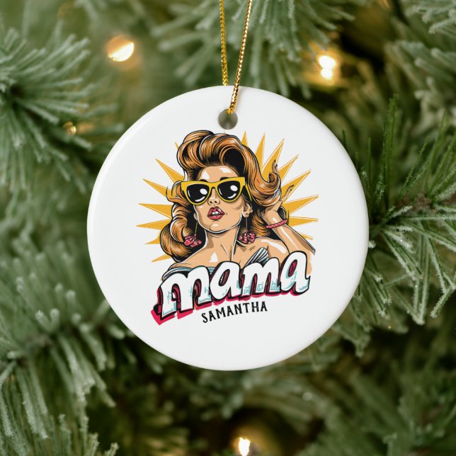 Adorno De Cerámica Retro mamá pop Art 1 personalizado (Árbol)