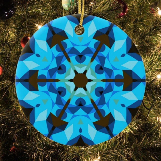 Adorno De Cerámica Retro Mandala Flor Azul y Naranja (Subido por el creador)