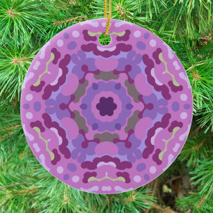 Adorno De Cerámica Retro Mandala Púrpura Rosa y Azul