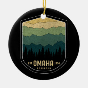 Adorno De Cerámica Retro Omaha Nebraska NE Montañas del Estado Vintag