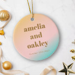 Adorno De Cerámica Retro Pastels Gradiente Boda único foto<br><div class="desc">Conmemore su día especial con este ornamento Boda de Vibes de Verano Retro, con un suave gradiente pastel que capta la esencia de una tranquila puesta de sol en la playa. Personalízalo con tus nombres, fecha de boda y una preciada foto para crear un conservador único que celebre tu amor....</div>