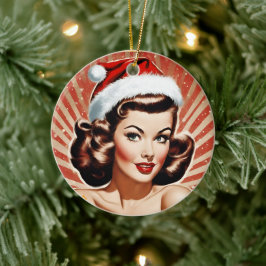 Adorno De Cerámica Retro Pin Up Chicas Navidades