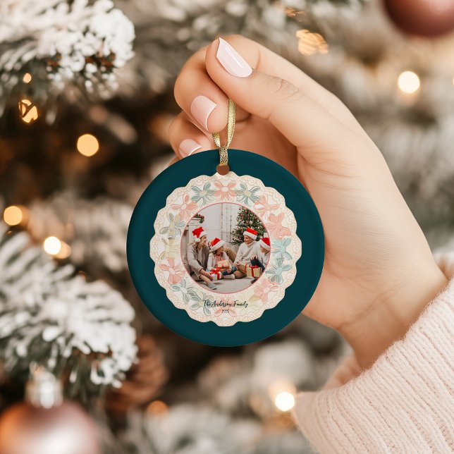 Adorno De Cerámica Retro Pink Green Christmas (Subido por el creador)