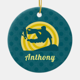 Adorno De Cerámica Retro Sunset Skateboarding Tema Nombre personaliza