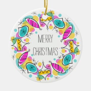 Adorno De Cerámica Retro Tree Baubles Circula de Navidad