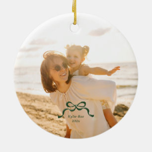Adorno De Cerámica Retro verde vintage moderno dobla a Navidades de f