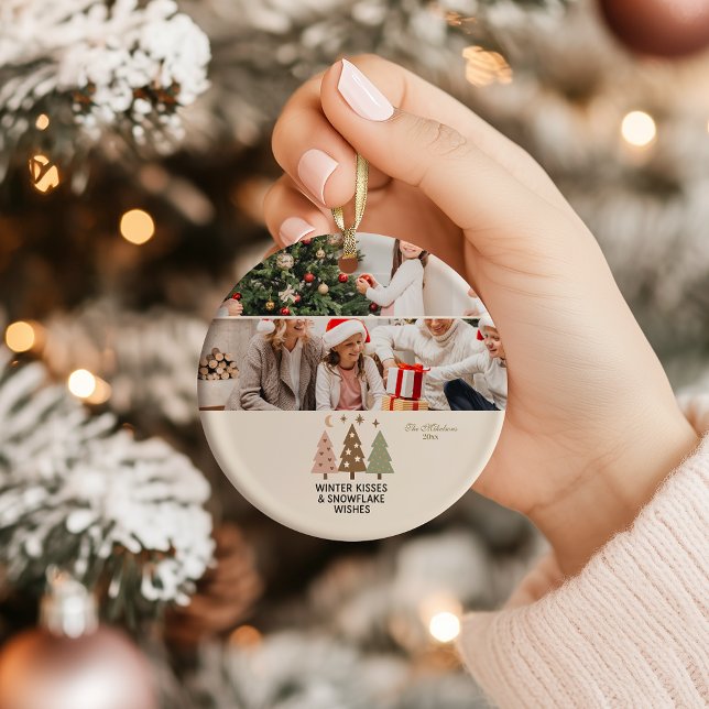 Adorno De Cerámica Retro Winter Kisses & Snowflake Wishes (Subido por el creador)