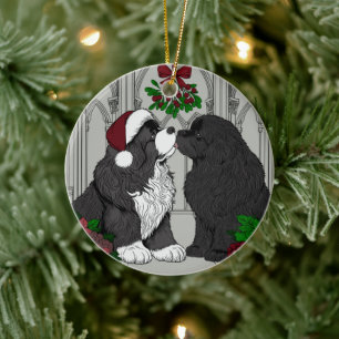 Adorno De Cerámica Reúnete conmigo bajo el mistletoe Newfoundland
