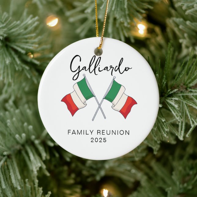 Adorno De Cerámica Reunión de la familia Bandera Italiana (Árbol)
