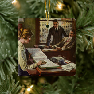 Adorno De Cerámica Reunión Empresarial Vintage, Oficina con Ejecutivo