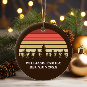Adorno De Cerámica Reunión Familiar Navidad Bosque Puesta de Sol Retr