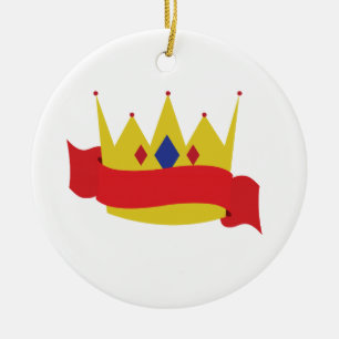 Adorno De Cerámica Rey Crown Ribbon