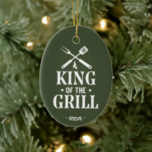 Adorno De Cerámica Rey de la Parrilla Navidad Personalizado