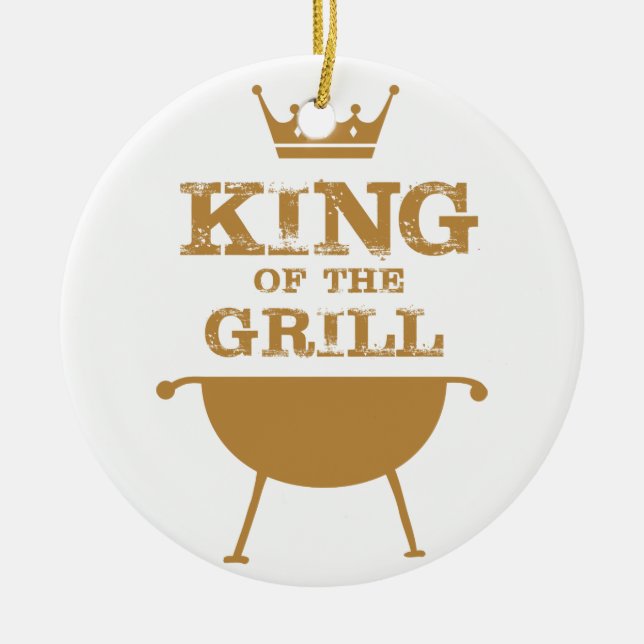 Adorno De Cerámica Rey Del Grill, Oro (Frente)