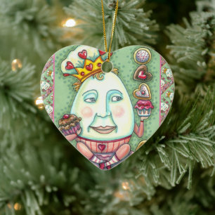ADORNO DE CERÁMICA REY HUMPTY DE CORAZONES Y CONFECCIONES, VALENTINA