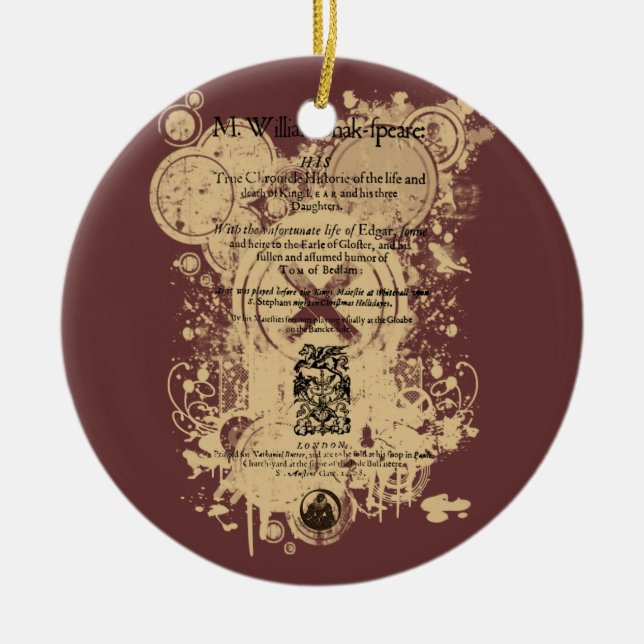 Adorno De Cerámica Rey Lear Quarto Front Piece de Shakespeare (Frente)