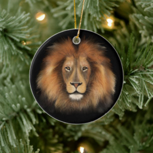 Adorno De Cerámica rey león del jungla realista masculino acuarela