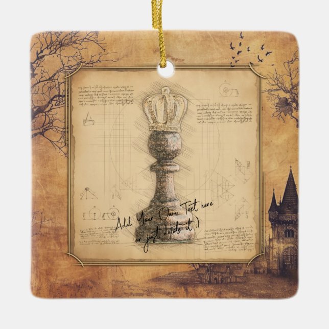 Adorno De Cerámica Rey peón / Regalo de ajedrez de moda antiguo Reina (Anverso)