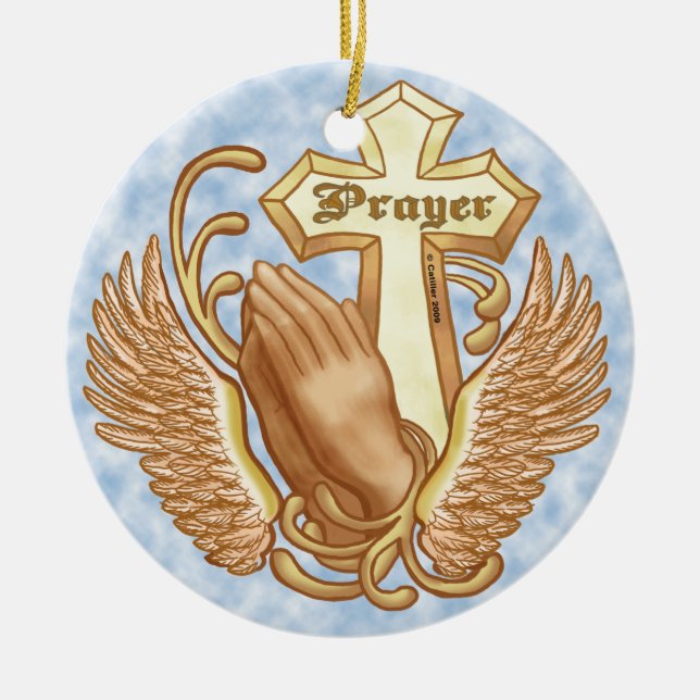 Adorno De Cerámica Rezar siempre la cruz cristiana (Frente)