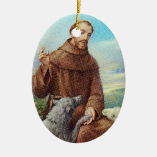 Adorno De Cerámica Rezo de St Francis para nuestros mascotas (Frente)