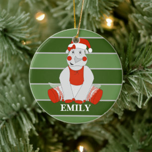 Adorno De Cerámica Rhino de Navidad Personalizado illusima