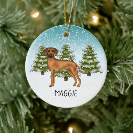 Adorno De Cerámica Rhodesian Ridgeback con el nombre Bosque Invernal 