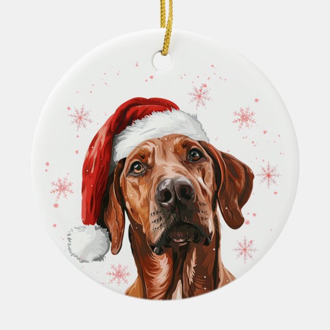 Adorno De Cerámica Rhodesian Ridgeback Dog Christmas Personalized (Frente)